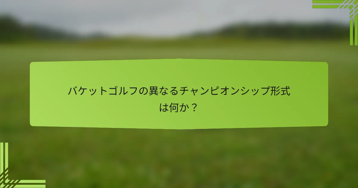 バケットゴルフの異なるチャンピオンシップ形式は何か?