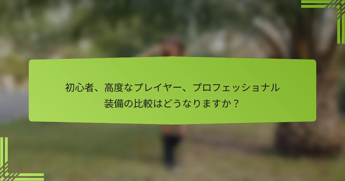 初心者、高度なプレイヤー、プロフェッショナル装備の比較はどうなりますか？