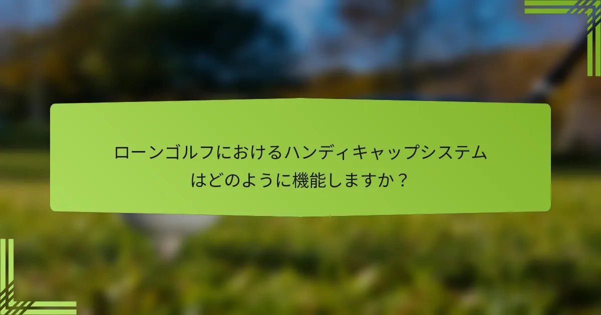 ローンゴルフにおけるハンディキャップシステムはどのように機能しますか？