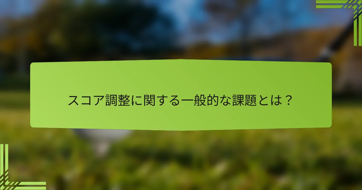 スコア調整に関する一般的な課題とは？